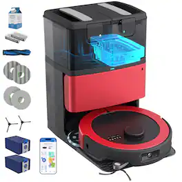 bObsweep - Maxim Robot Vacuum & Mop, AutoWash & Auto-Empty Dock, Privacy-First U.S. Software, Odor Control Bags, 22000 Pa - Imperial Red
