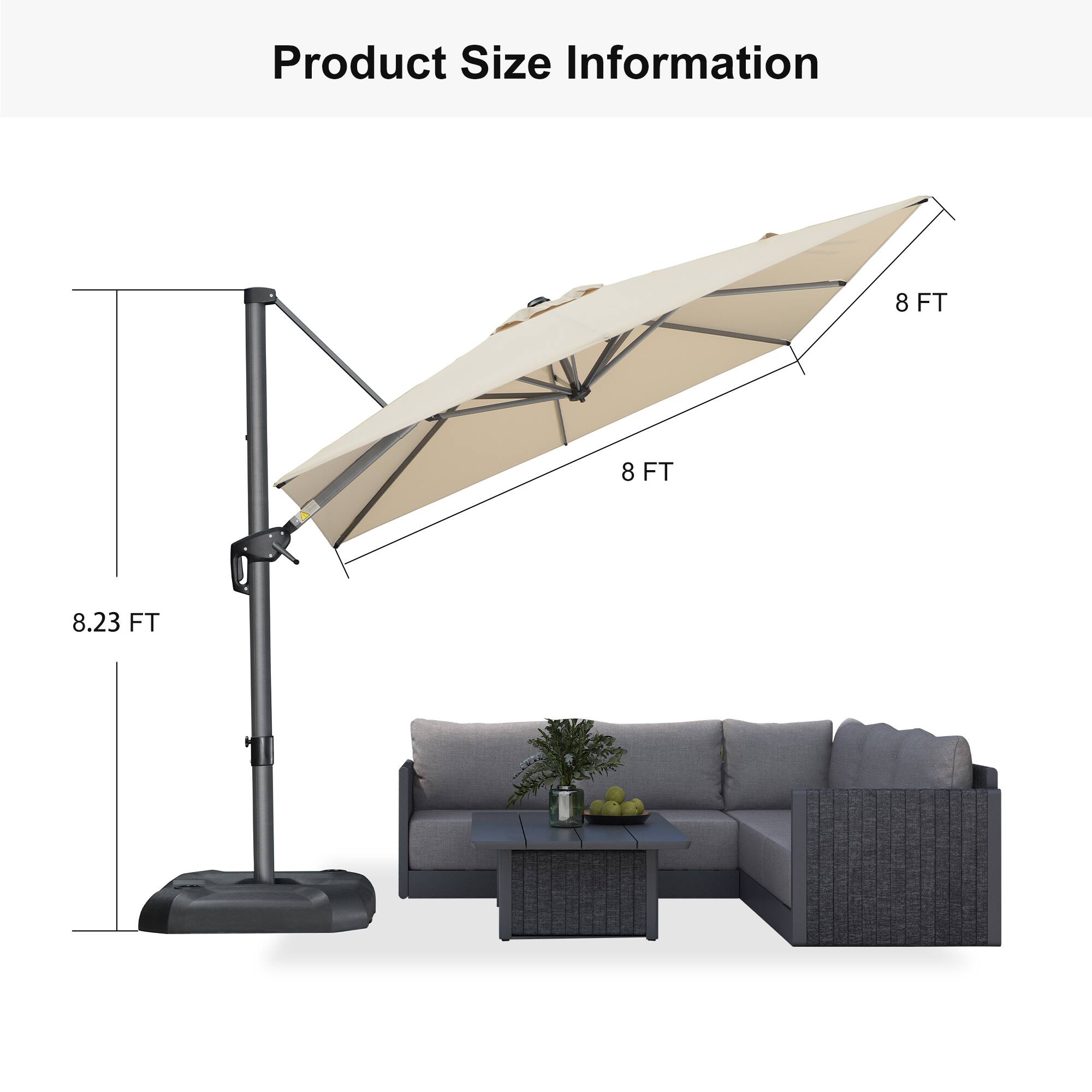 Product Size Information  
8 FT  
8 FT  
8.23 FT