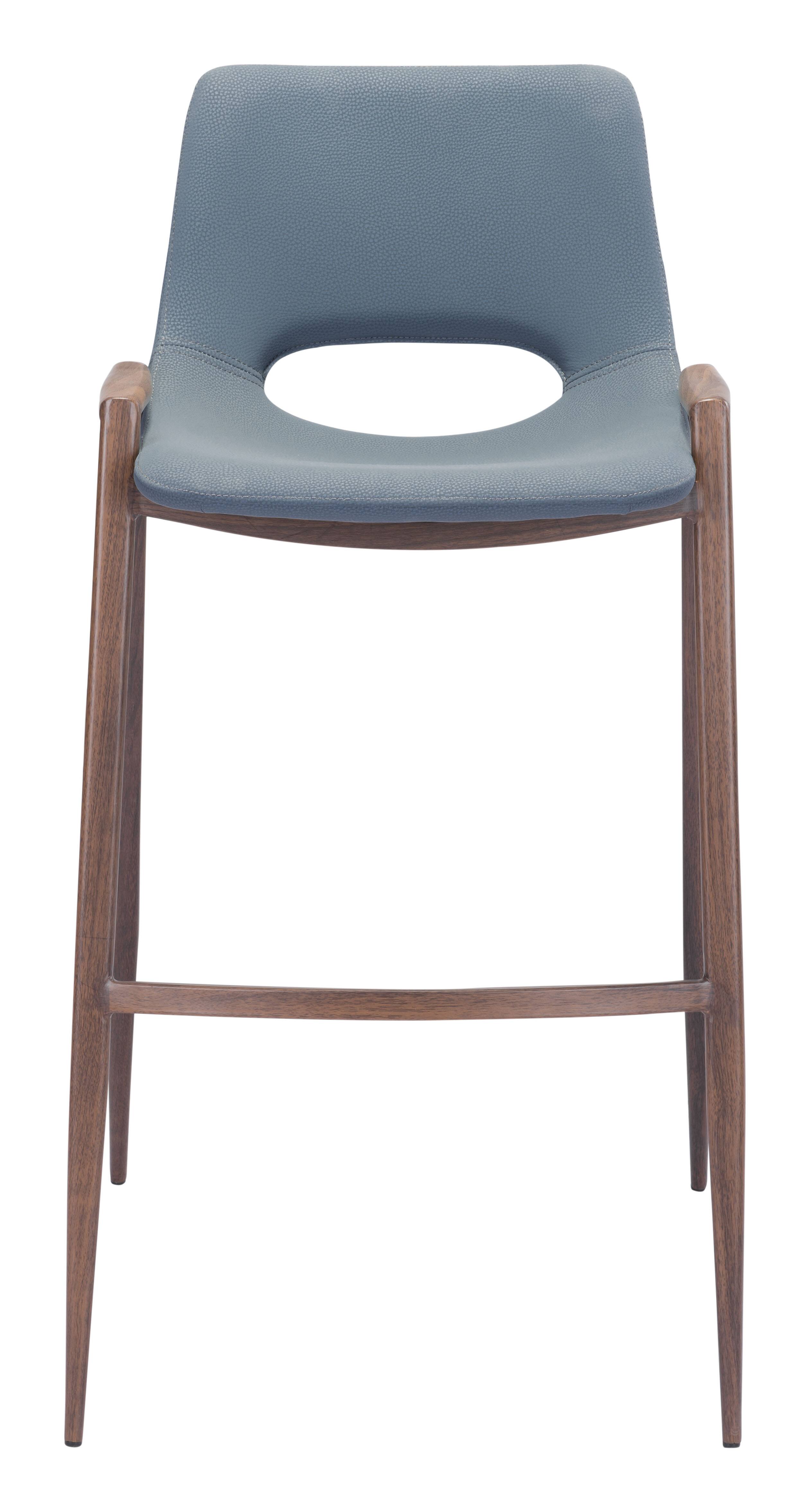 Alt View 1. Hivvago - Desi Barstool (Set of 2) Azure Gray & Walnut - Azure Gray & Walnut.