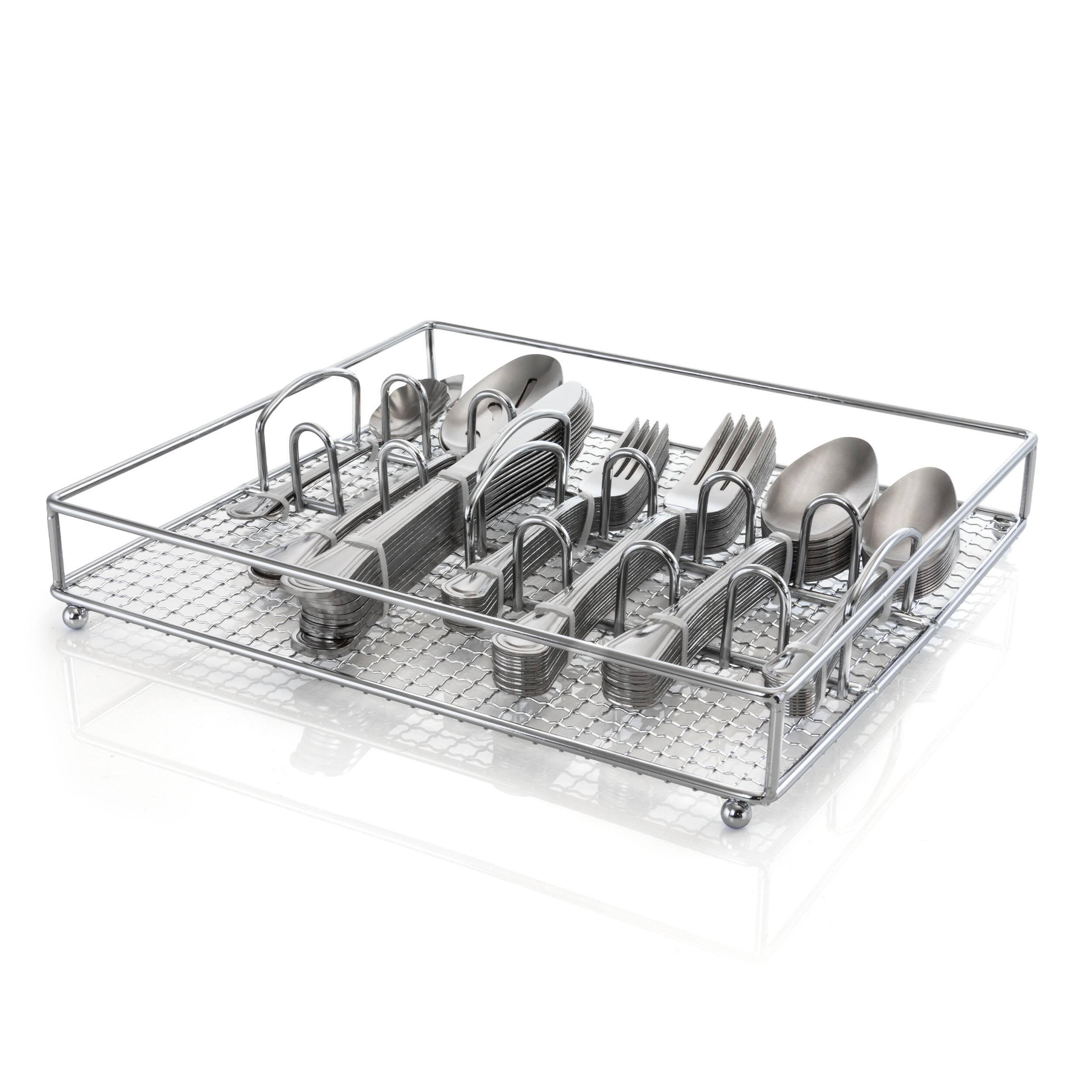 Alt View 3. Gibson - Gibson Home South Bay 65 Piece Stainless Steel Flatware Service Set with Wire Caddy - Silver.