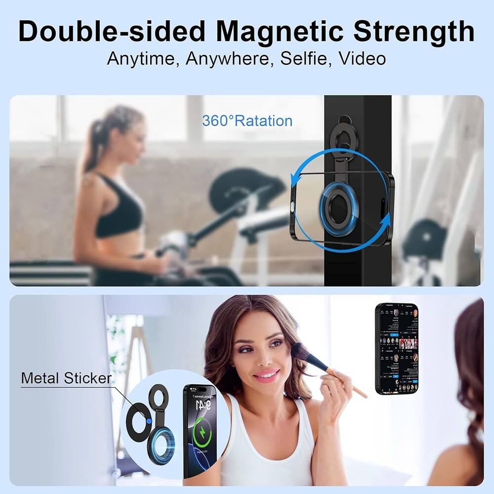 Back. PARKER SLATER - Magnetic Phone Ring Holder & Kickstand, Dual-Sided Grip - black.