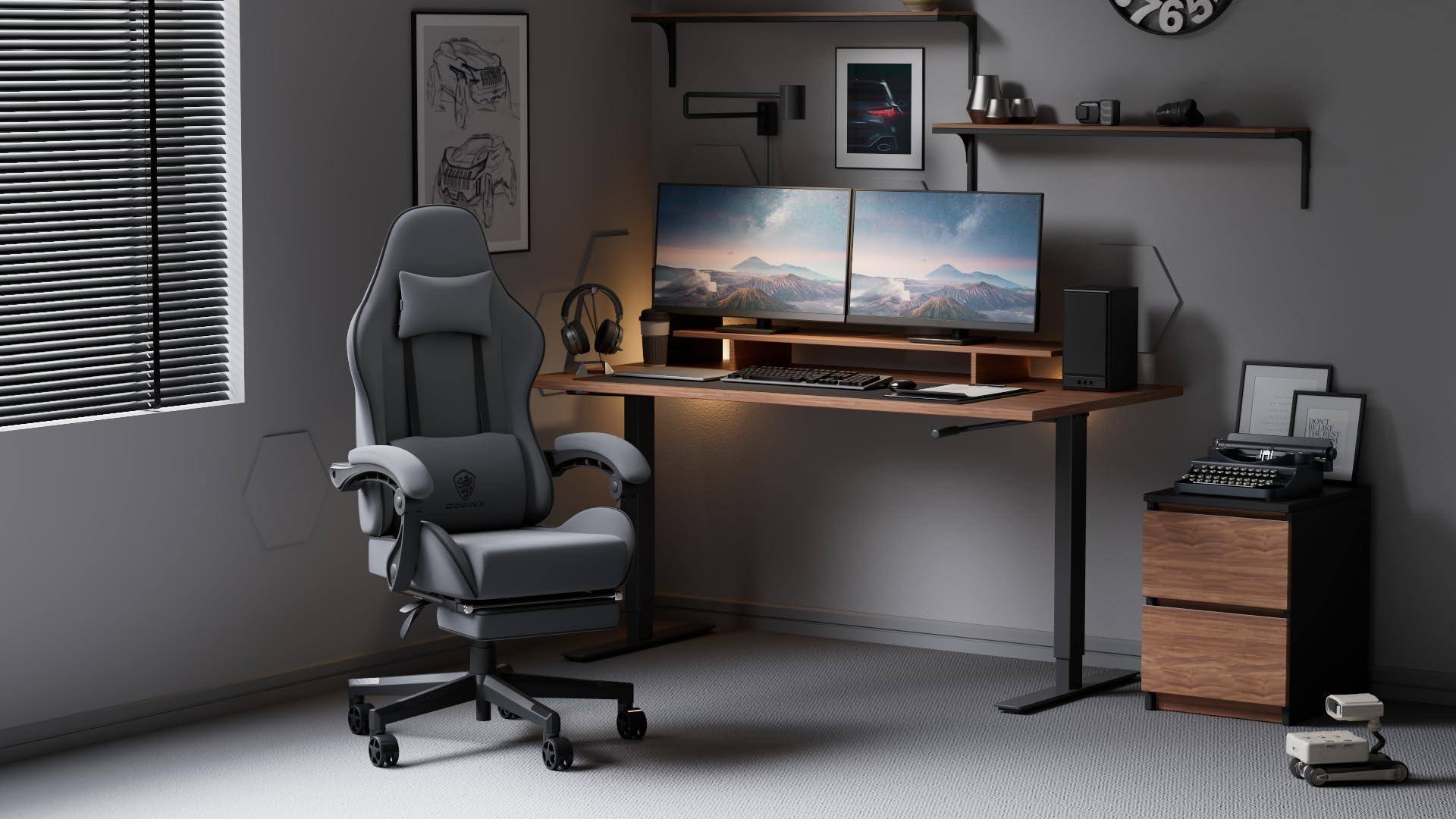 Alt View 1. ThinkLink Electronic - Stylish Modern Premium High Gaming Chair Computer With Ergonomic Headrest Fabric For Home Office - Black, Grey, Tan.