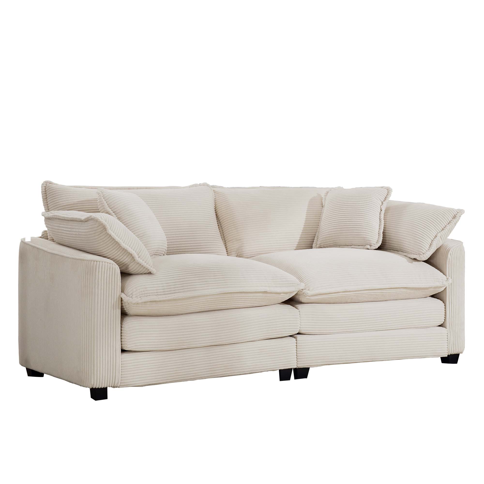 Alt View 1. LOVMOR - Deep Seat Easy Assembly Memory Foam 2 Seater Corduroy Loveseat Couch For Living Room Bedroom Club Soft Home TV - Beige.