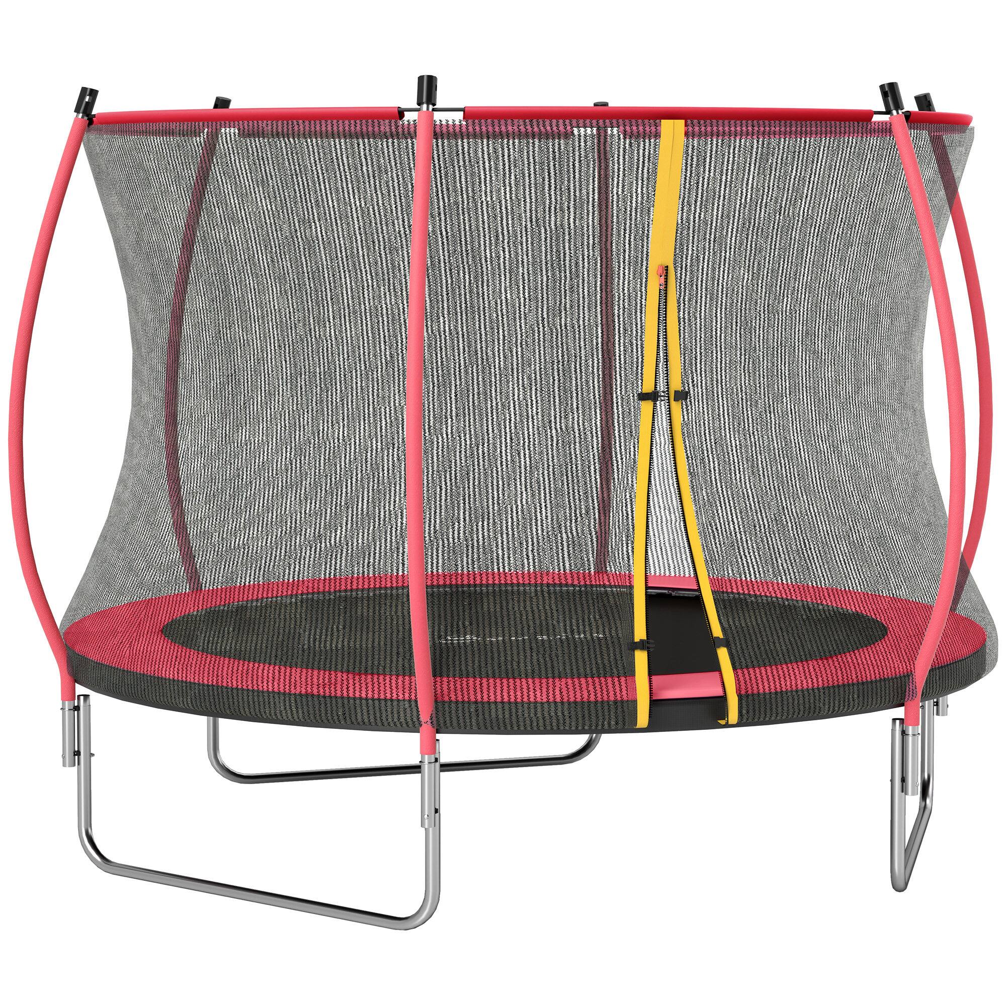 Soozier - 10ft Trampoline Outdoor, Recreational Trampoline with Net Enclosure - Red