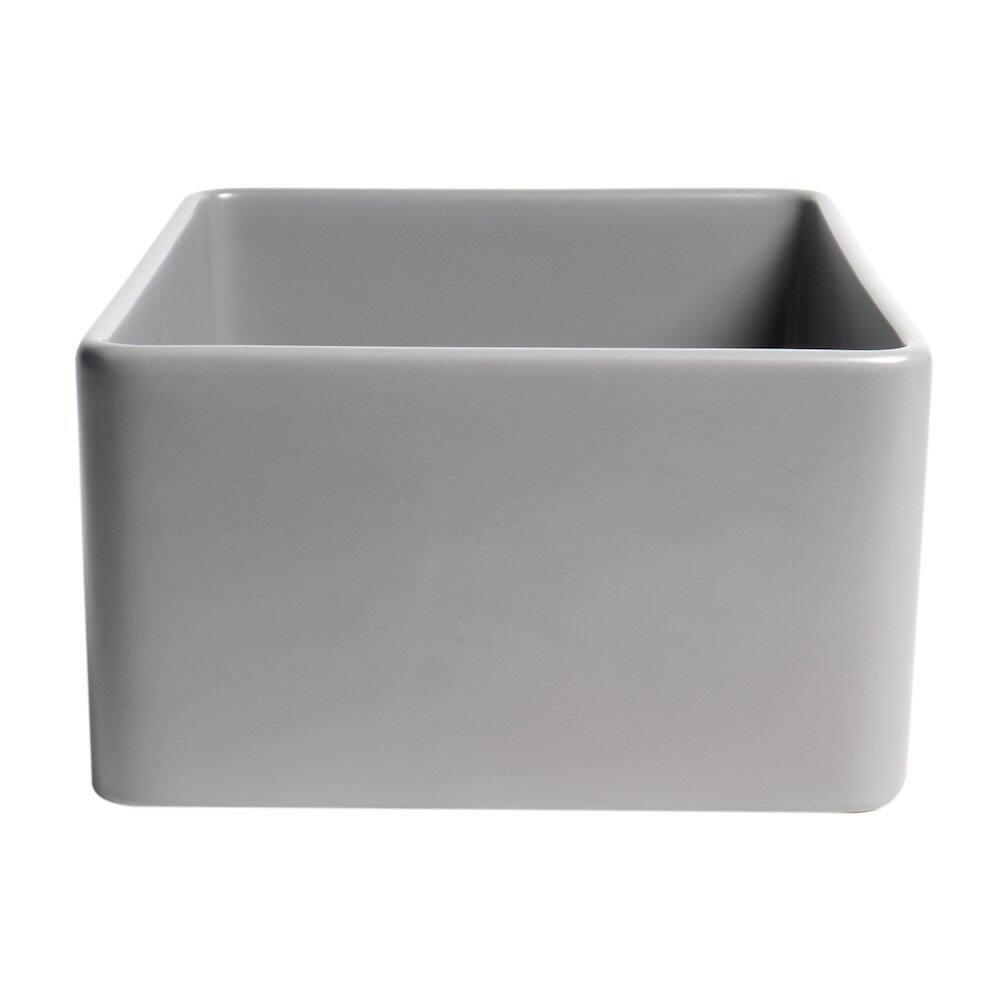 Alt View 2. Alfi - ALFI brand Gray Matte Smooth Apron 24 x 18 Single Bowl Fireclay Farm Sink - Gray.