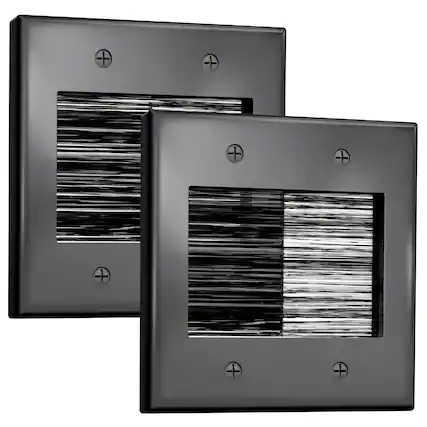 Front. Fosmon - 2x 2 Gang Brush Wall Plate TV Wire Hider for Wall, Ethernet Wall Plate Cover, Cable Pass Through Wall Plate for Speaker - Black.