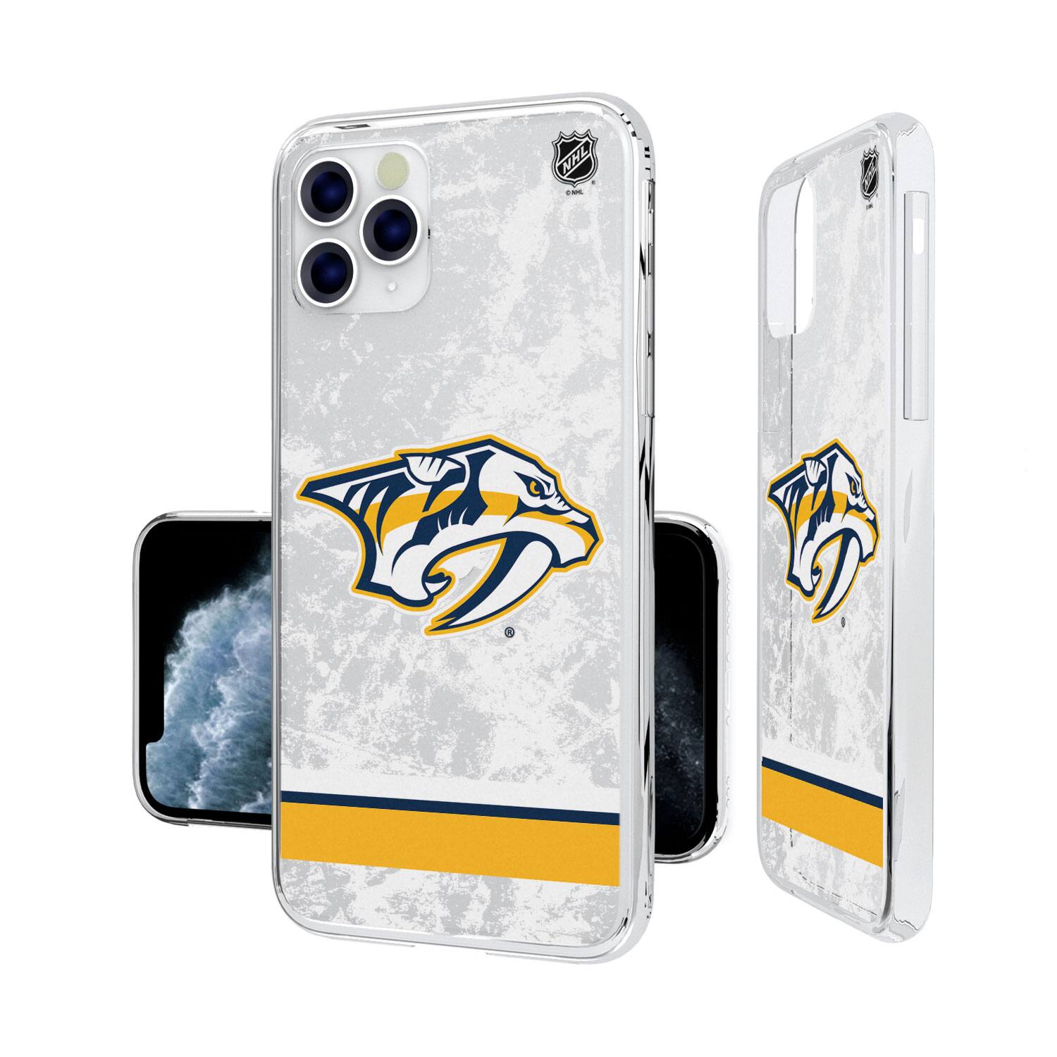 Alt View 3. Keyscaper - Nashville Predators iPhone Stripe Clear Ice Case - 14 Pro - Multicolor.