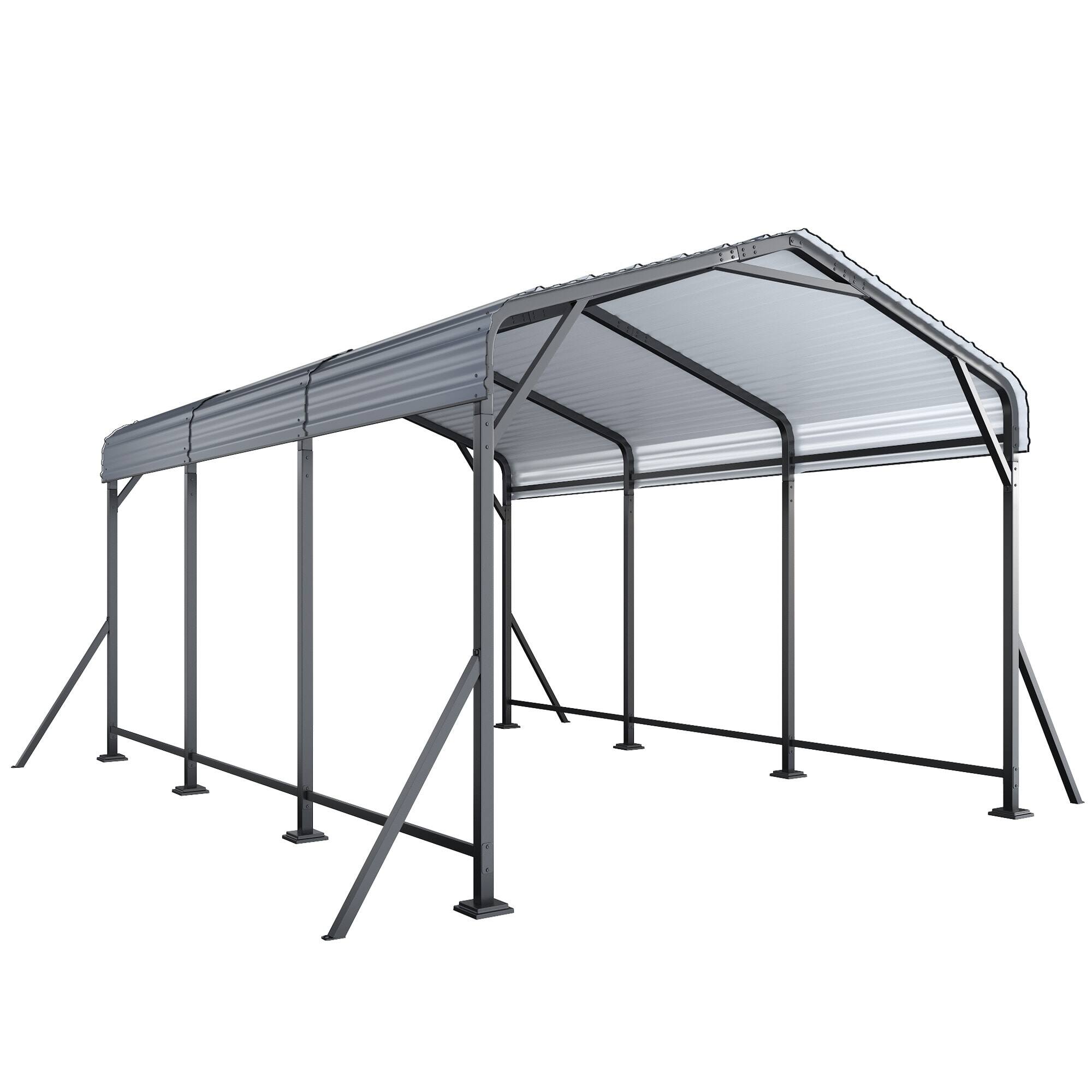 Alt View 10. U-HOMY - Heavy Duty Metal Carport with Support Poles – UV/Waterproof Outdoor Shelter - 10'x15'.