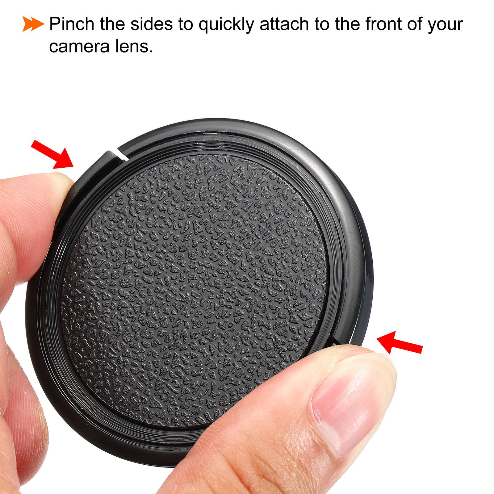 Pinch the sides to quickly attach to the front of your camera lens.
