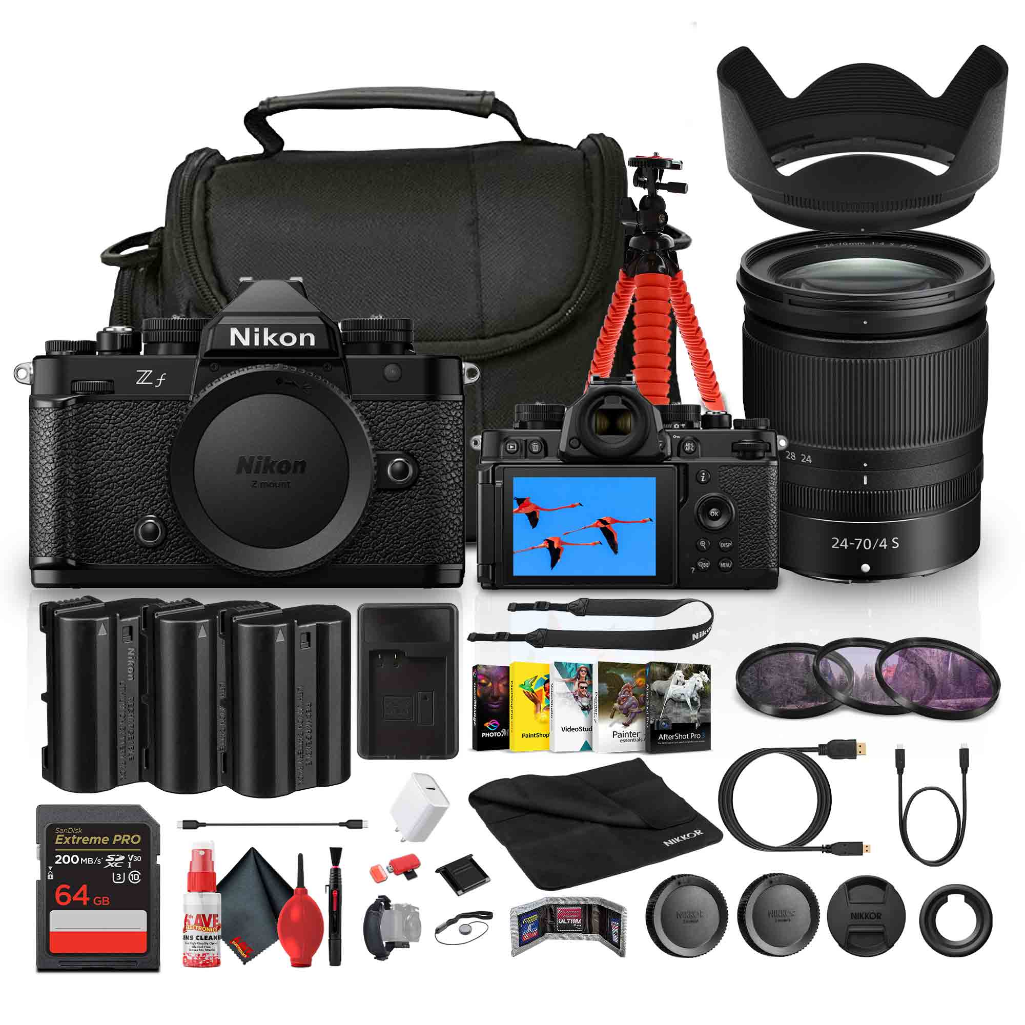 Nikon - Zf Full-Frame Mirrorless Camera with 24-70mm f/4 Lens + EN-EL15C Battery + More