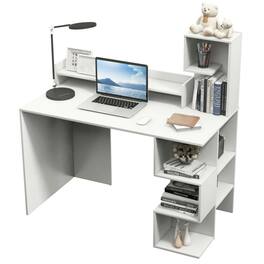Kadyn - Modern Computer Desk with Storage Bookshelf and Hutch for Home Office- Home Office Desks, Gaming Computer Desks - White