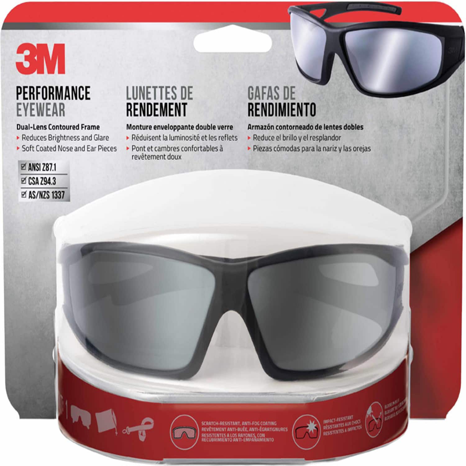 3M - Anti-Fog Modern/Sleek Impact-Resistant Safety Glasses Silver Mirror Lens Frame 1 pc - Black price history on PriceWatchPro