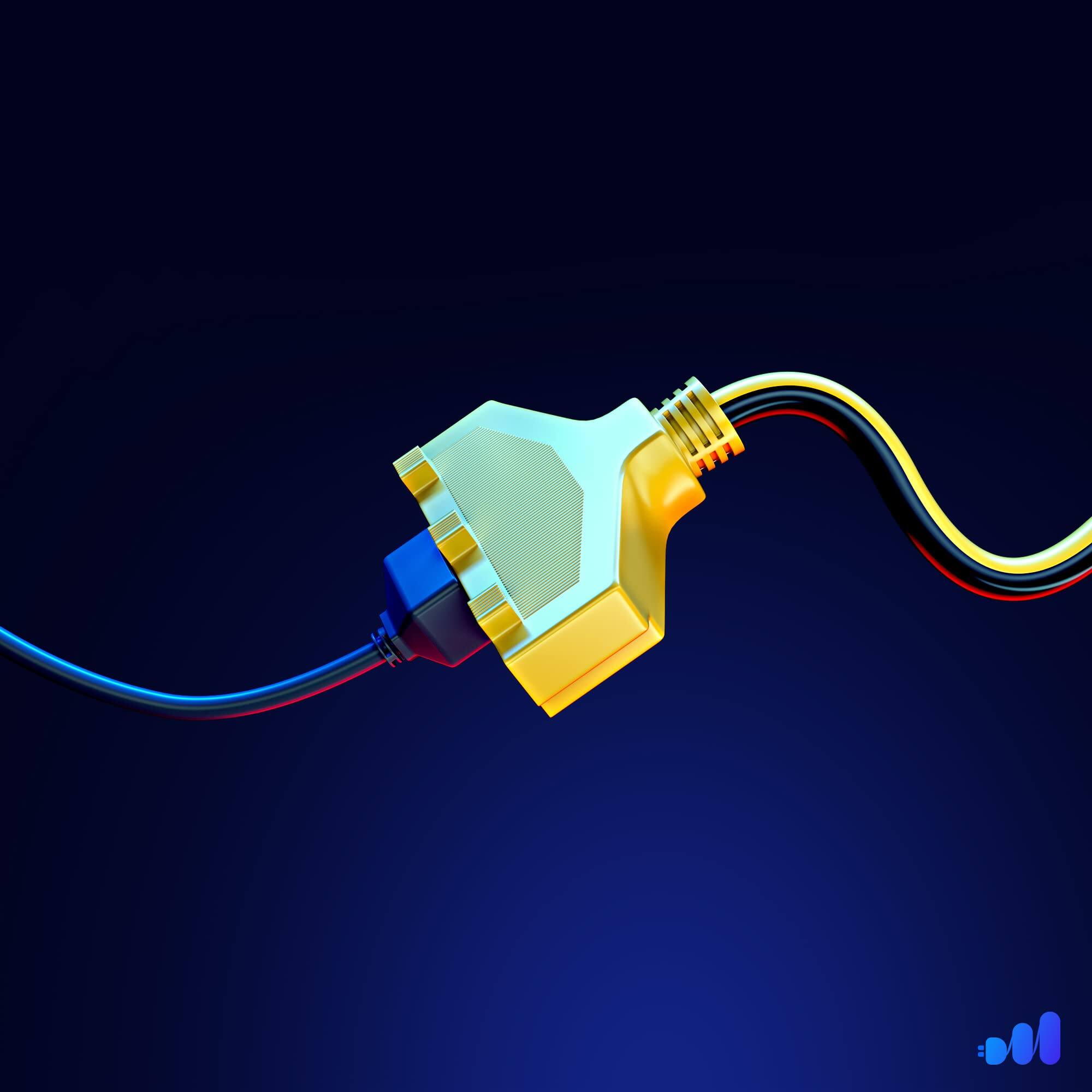 Alt View 7. Maximm - Extension Cord 15 ft, SJTW Extension Cord with Multiple Outlets, 16 Gauge ETL Listed - Black and Yellow.