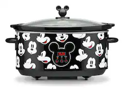 Disney - Mickey Mouse 7 Quart Digital Slow Cooker with Sound - Black