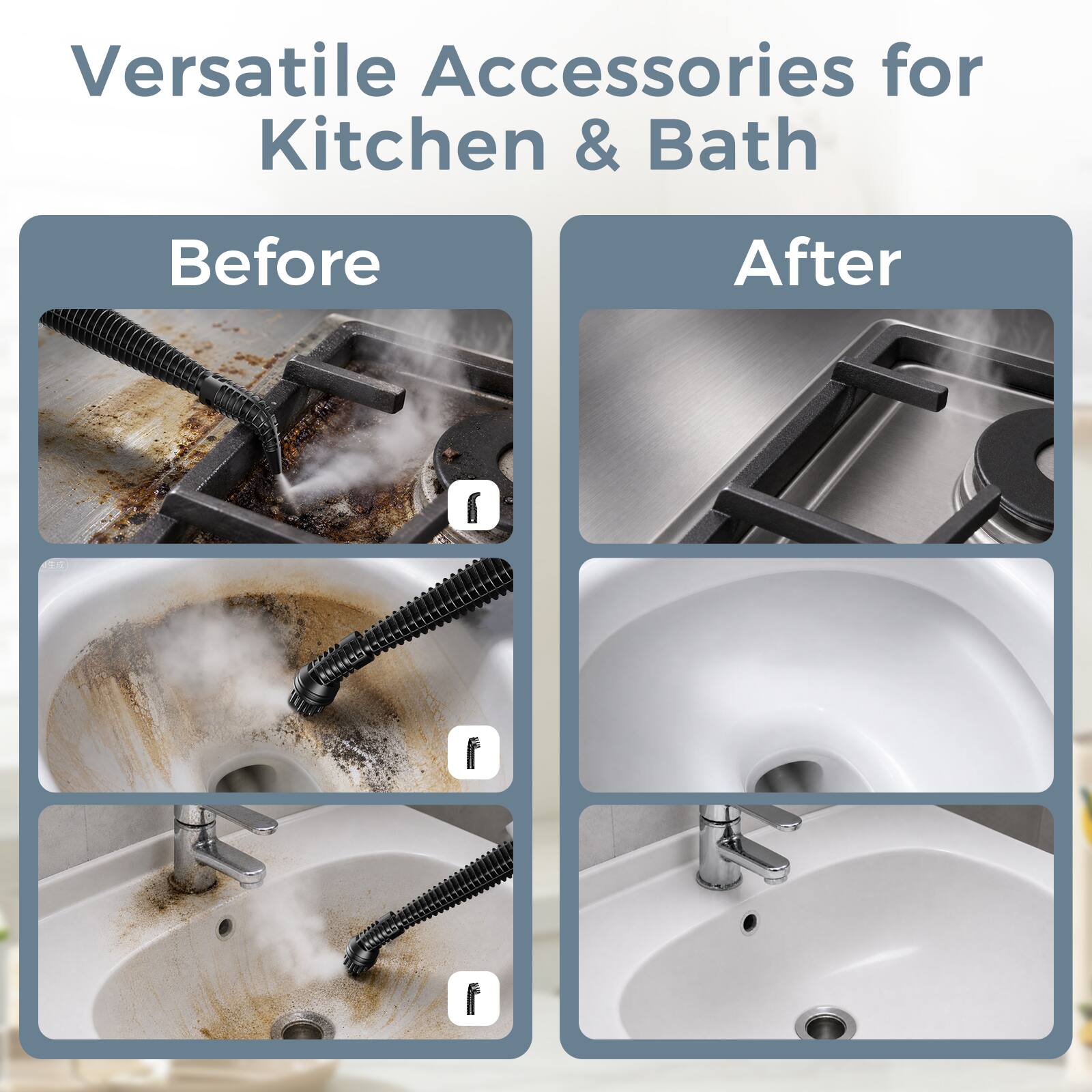 Versatile Accessories for Kitchen & Bath

Before

After