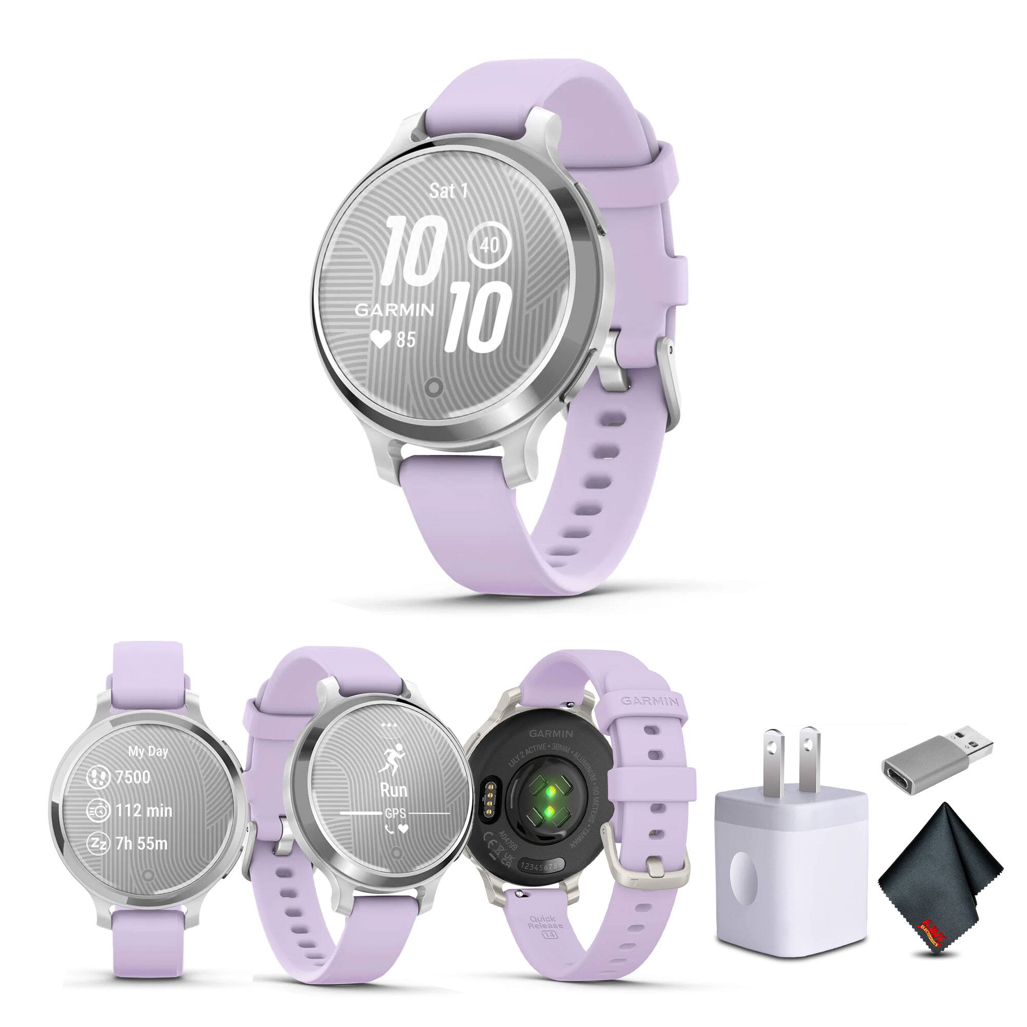 Garmin - Lily 2 Active Small and Stylish Smartwatch Purple Jasmin Bundle for Women - Purple - (2024)