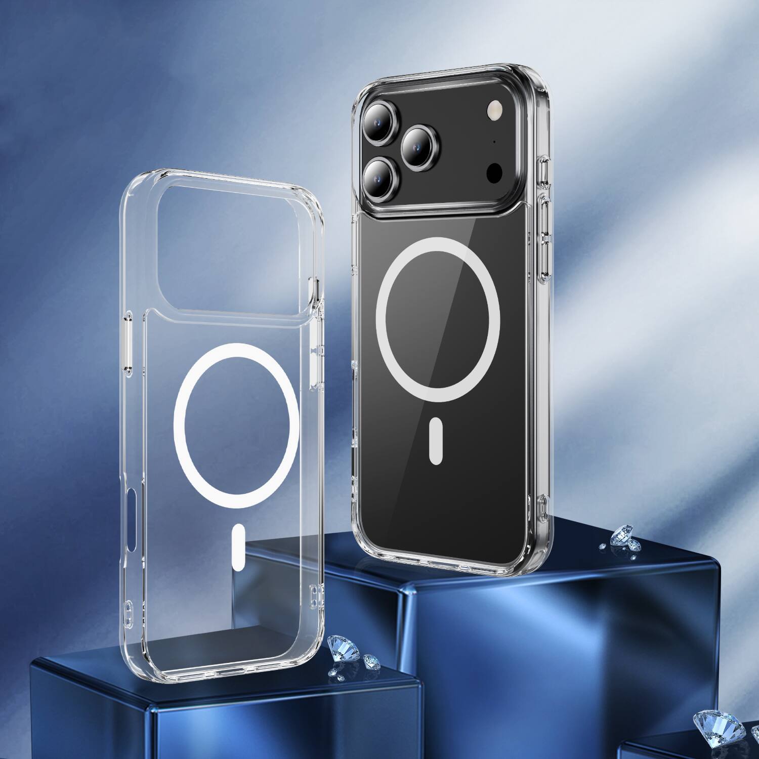 Alt View 3. Nakedcellphone - Clear Case for iPhone 17 Pro Phone - Compatible with MagSafe - Clear.