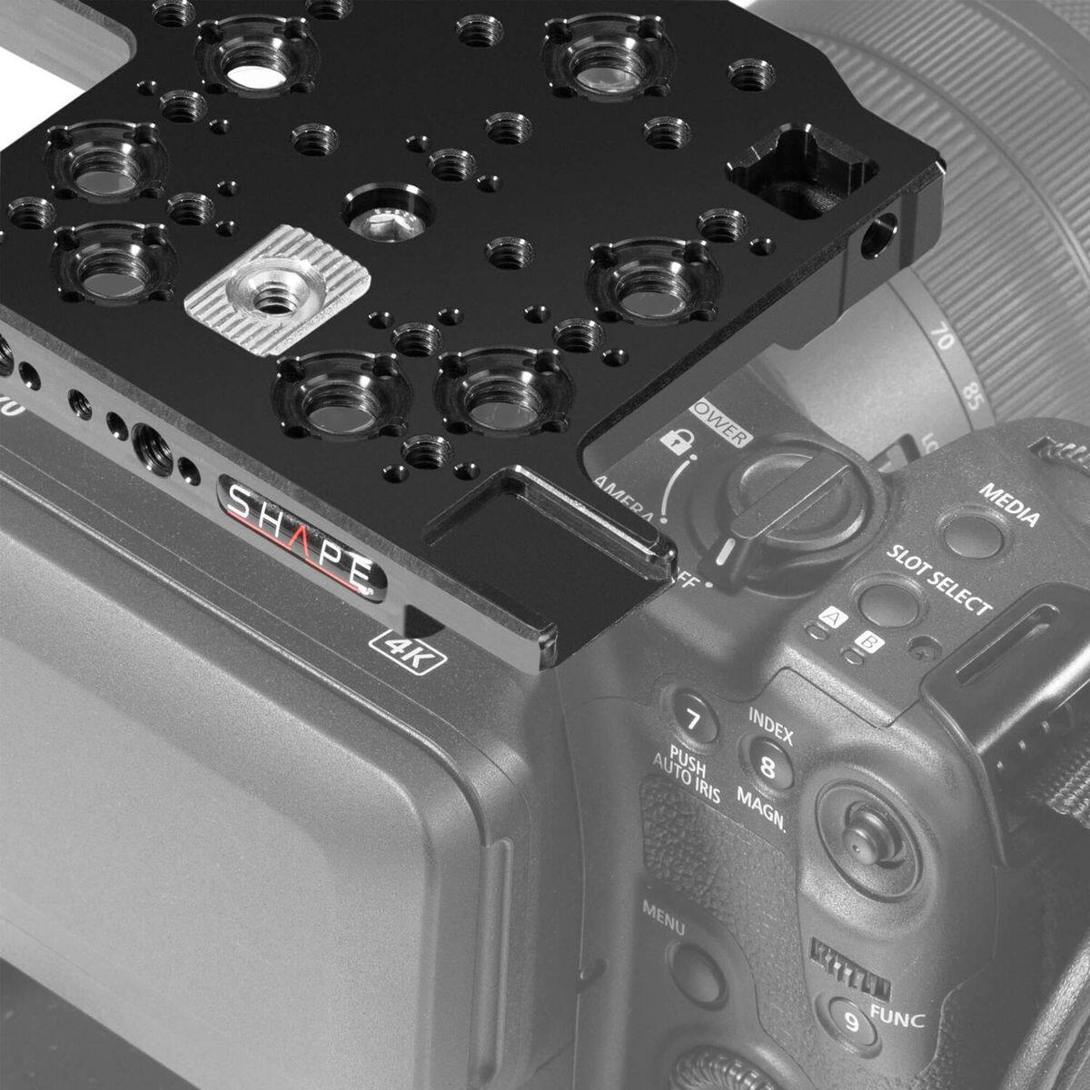 U SHAPE PE 4K POWER AMERA FF A 7 INDEX AUTO PUSH 8 IRIS MAGN. 70 85 LC MEDIA SLOT SELECT MENU 9 FUNC