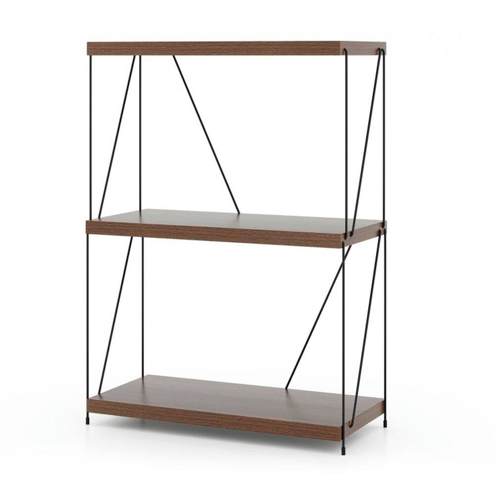 Front. Kadyn - Versatile Shelving Unit Bookcase,Bookcases, 2/3/4/5-Tier Multipurpose Display Rack with Metal Frame-34 inches - Brown.