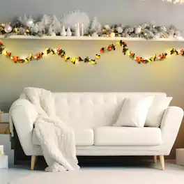 Oumilen - 32.8FT Solar Rose Flower Garland String Lights – 100 Warm White LED 8 Modes IP65 Waterproof Floral Vine for Garden Porch
