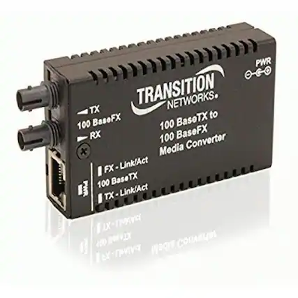 TRANSITION NETWORKS
100 BaseTX to 100 BaseFX Media Converter
TX - 100 BaseFX
RX - 100 BaseFX
FX - Link/Act
100 BaseTX
TX - Link/Act
PWR