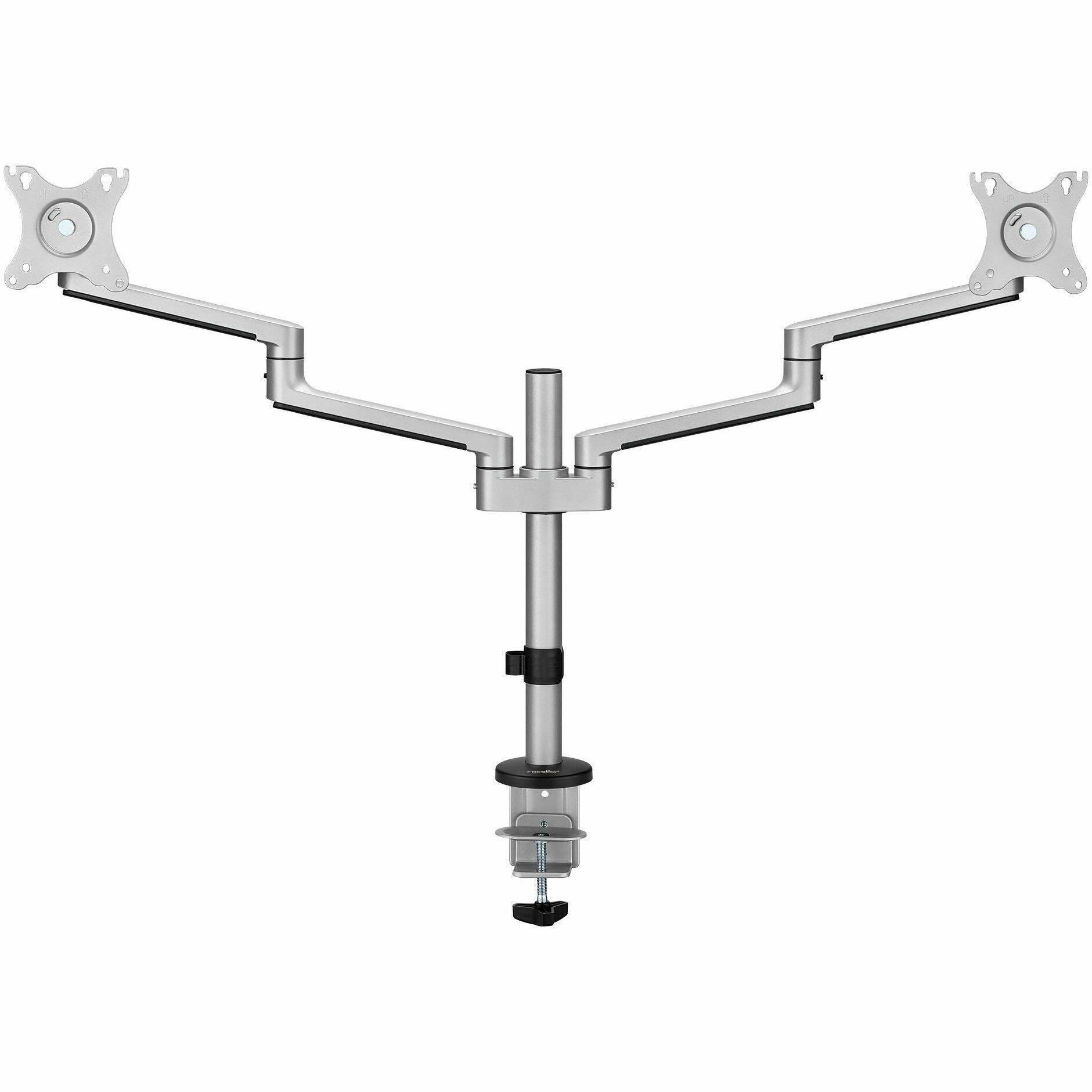 Alt View 4. Rocstor - Rocstor Mounting Arm for LED Display, Monitor - Aluminum Silver - Landscape/Portrait - 2 Display(s) Supported - 32" - Aluminum Silver.