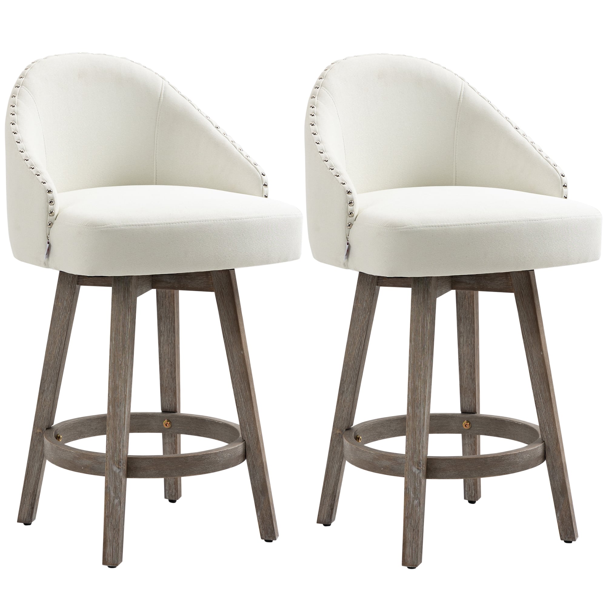 Homcom - Bar Stools Set of 2 Fabric Kitchen Counter Stools - Cream white price history on PriceWatchPro