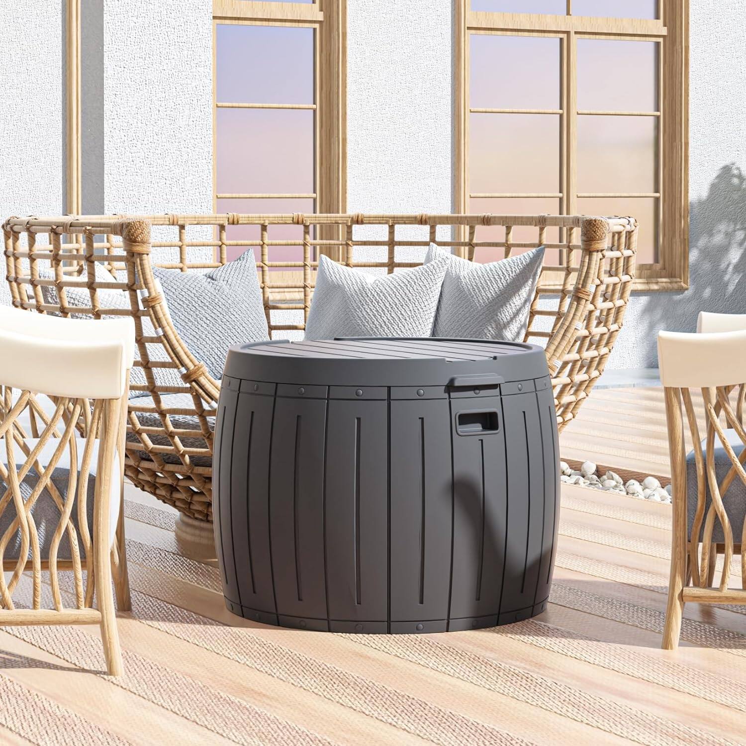 Alt View 1. Mondawe - 48 Gallons Resin Waterproof Easy-Assembly Outdoor Storage Box - Gray.