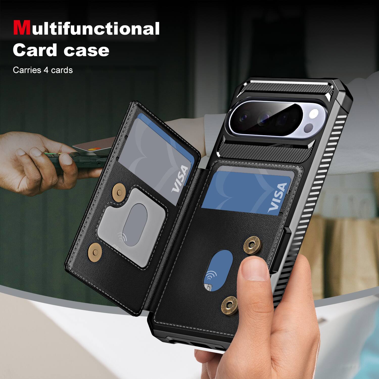 Multifunctional Card case  
Carries 4 cards