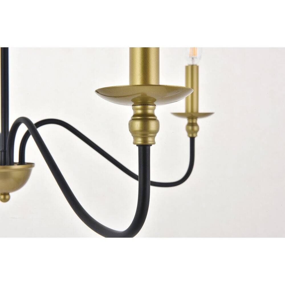 Back. Living District - Rohan 4 Light Matte Black And Brass Pendant - Matte Black And Brass.