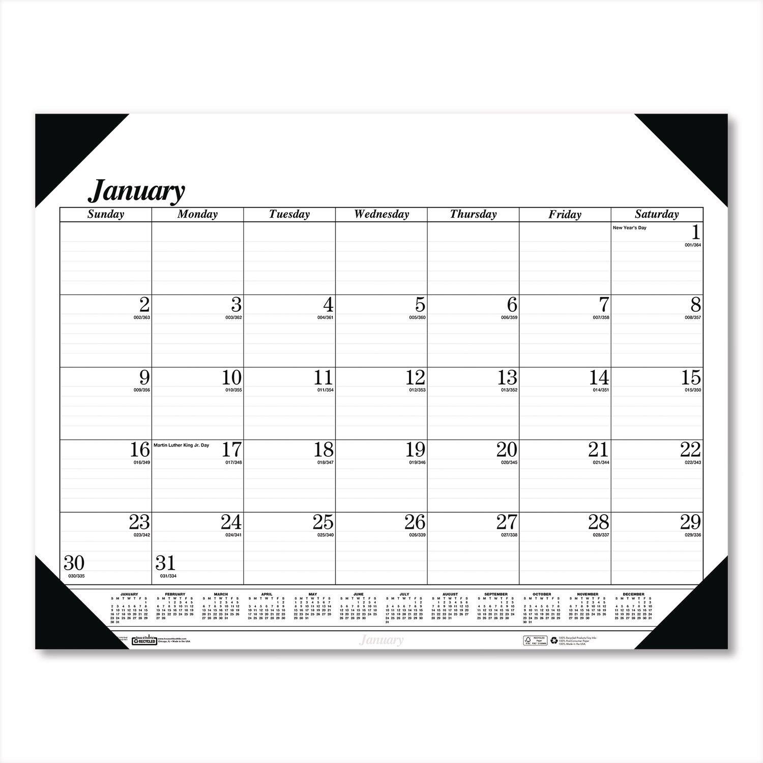 House of Doolittle - Recycled One Color Refillable Monthly Desk Pad Calendar 12 Month January 2026 to December 2026