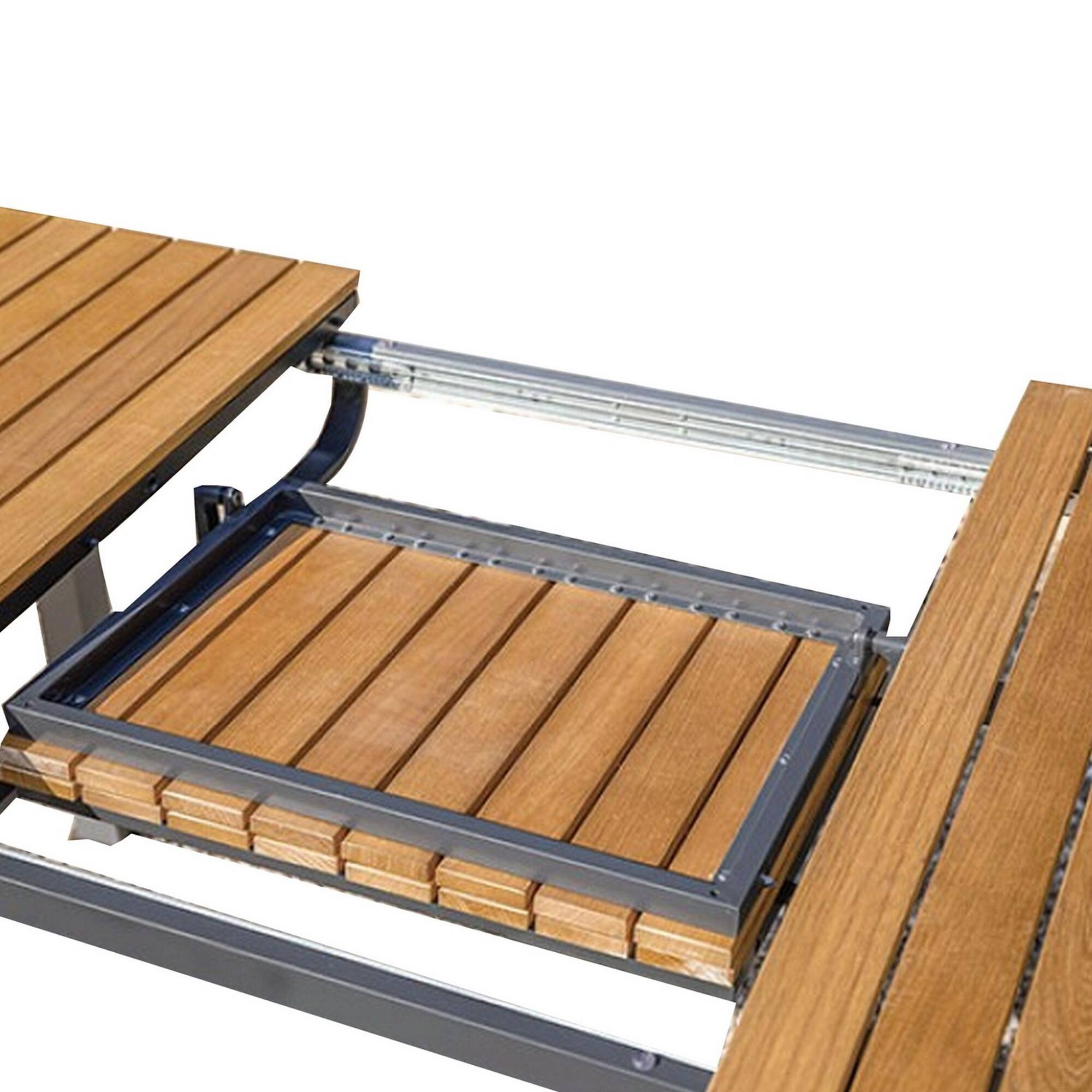 Alt View 2. Manhattan Lane - Ankia 62-84 Inch Outdoor Extendable Dining Table, Aluminium, Brown - Brown, Black.