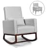 Front. Costway - Costway 2-in-1 Fabric Upholstered Rocking Chair Nursery Armchair with Pillow - Light Grey.