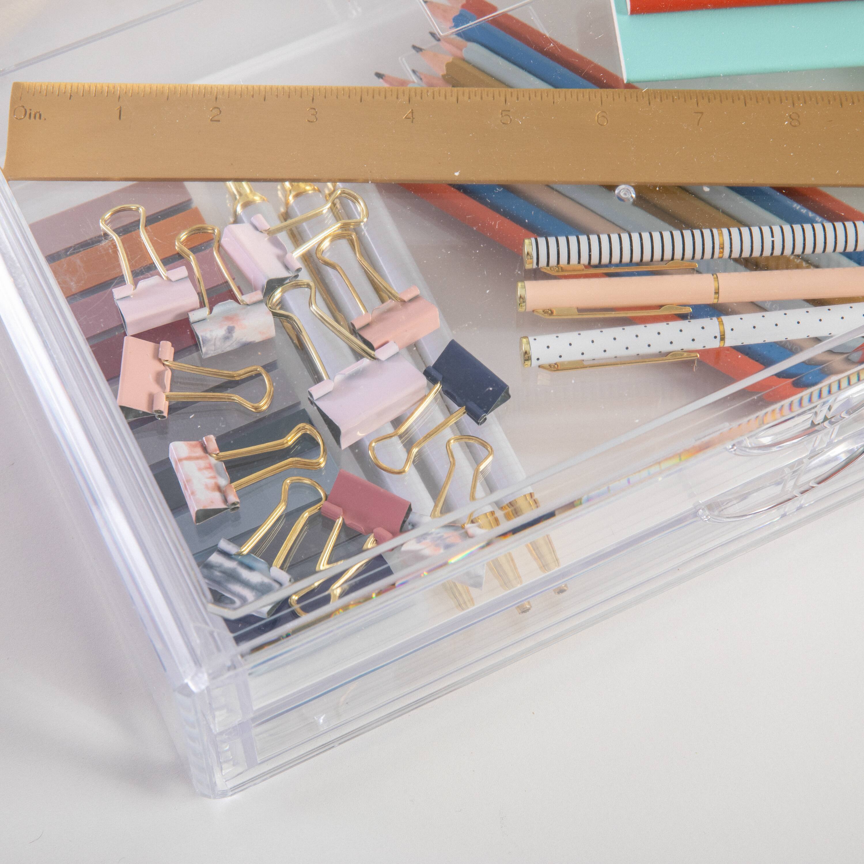 Alt View 13. Martha Stewart - Brody Desktop Organization Box with 2 Half Moon Opening Pullout Drawers-Clear Plastic - Clear.