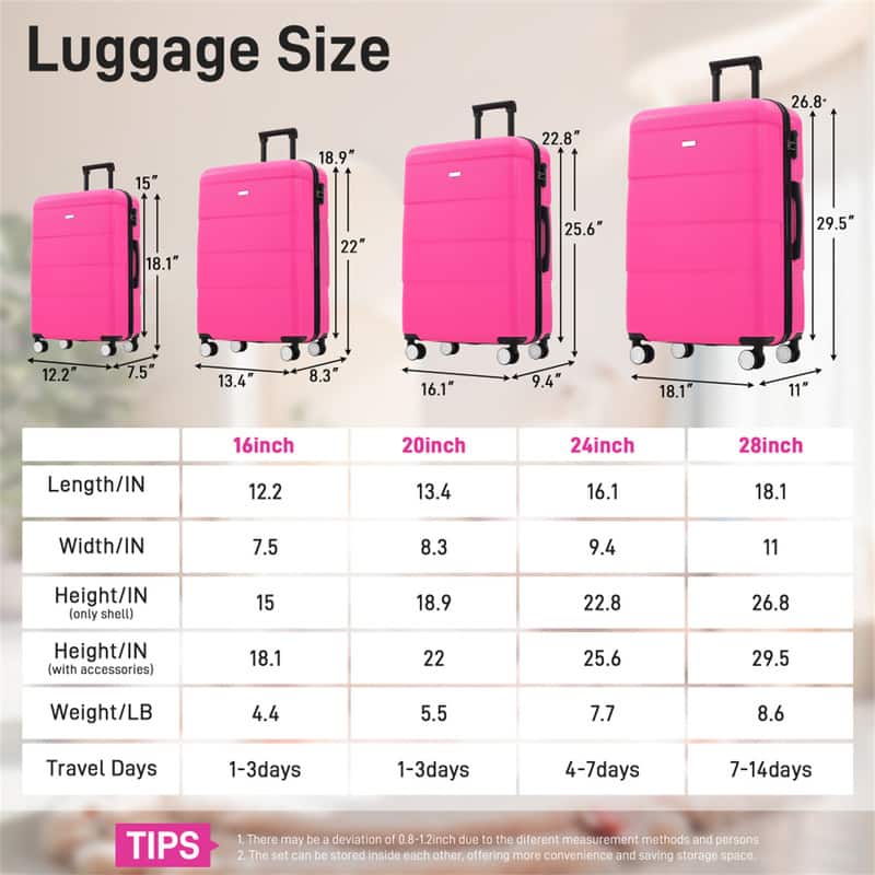 HTUTWOO Hardshell Luggage 6 Piece with 2 Bags,Carry on Suitcase