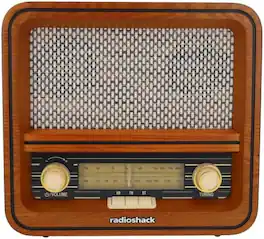 RadioShack - Retro AM/FM Radio – Vintage Wood Design, Dual 5W Speakers, Analog Controls, Bluetooth Connectivity 4001796
