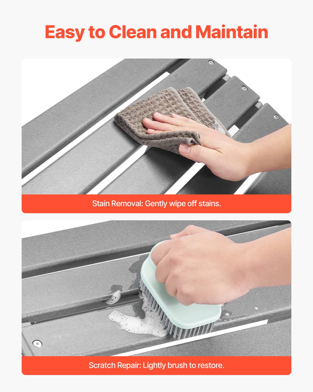 Easy to Clean and Maintain

Stain Removal: Gently wipe off stains.

Scratch Repair: Lightly brush to restore.