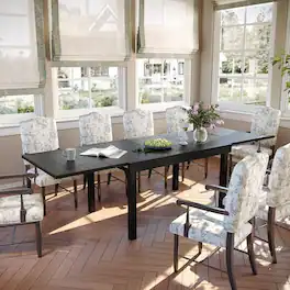 Crestlive Products - Large Patio All Aluminum Rust Resistant Extendable Outdoor Dining Table - Black