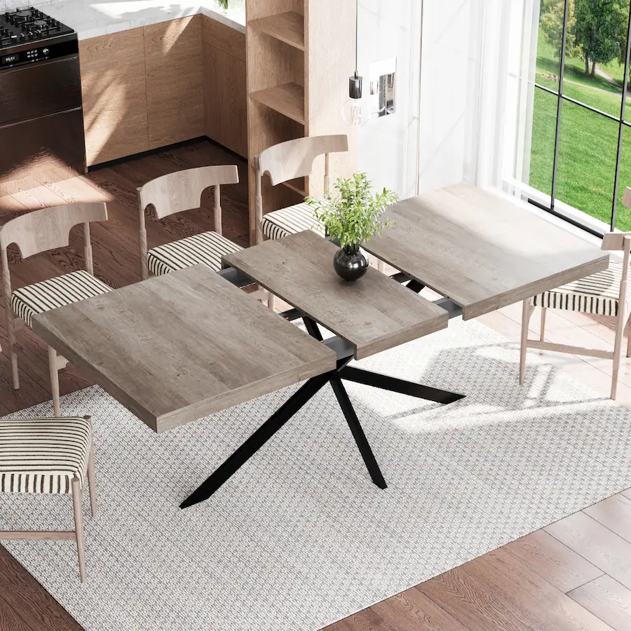 Portable Rectugaler Table Loheer Extendable Rectangular Dining Table With Storage Box Gray - Best Buy
