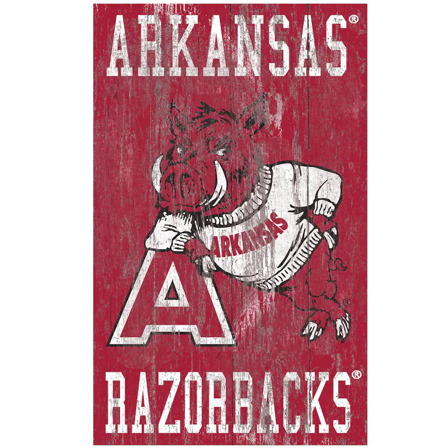 Arkansas Razorbacks First Logo Fan Creations Arkansas Razorbacks 11'' x 19'' Heritage Distressed Logo ...