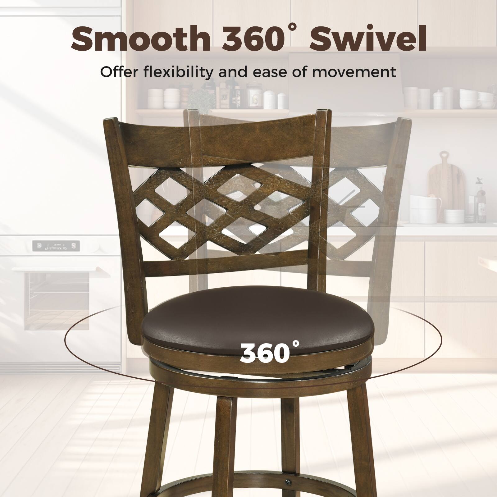 Smooth 360° Swivel  
Offer flexibility and ease of movement