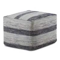 Simpli Home - Clay Square Pouf - Patterned Blue Melange - Front_Zoom