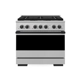 ZLINE - Autograph 36 in. 5.2 cu. ft. Marino Freestanding Gas Range with 6 Burners and Manual Clean Oven with Black Accents - Stainless Steel