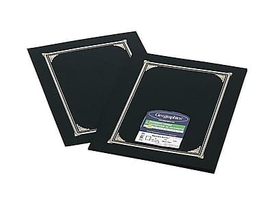 Geographics - Linen Gold Foil Certificate Covers, 6/Pack - Black/Gold