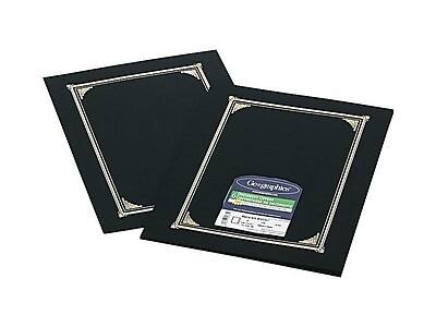 Front. Geographics - Geographics Linen Gold Foil Certificate Covers, Black, 6/Pack (45331) - Black/Gold.