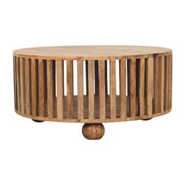 Artisan Furniture - Solid Wood Slatted Round Coffee Table, Oak-ish, Light - Brown