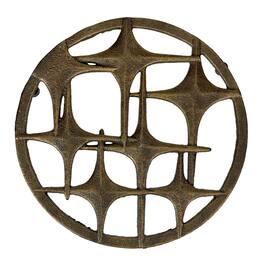 Zeckos - Cast Iron Stars Trivet – Finish, 8" Round, Mid Century Modern Style - Bronze