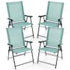 Front. Costway - Costway Patio 4pcs Folding Sling Back Chair Portable Armrests Metal Outdoor Dining - Navy.