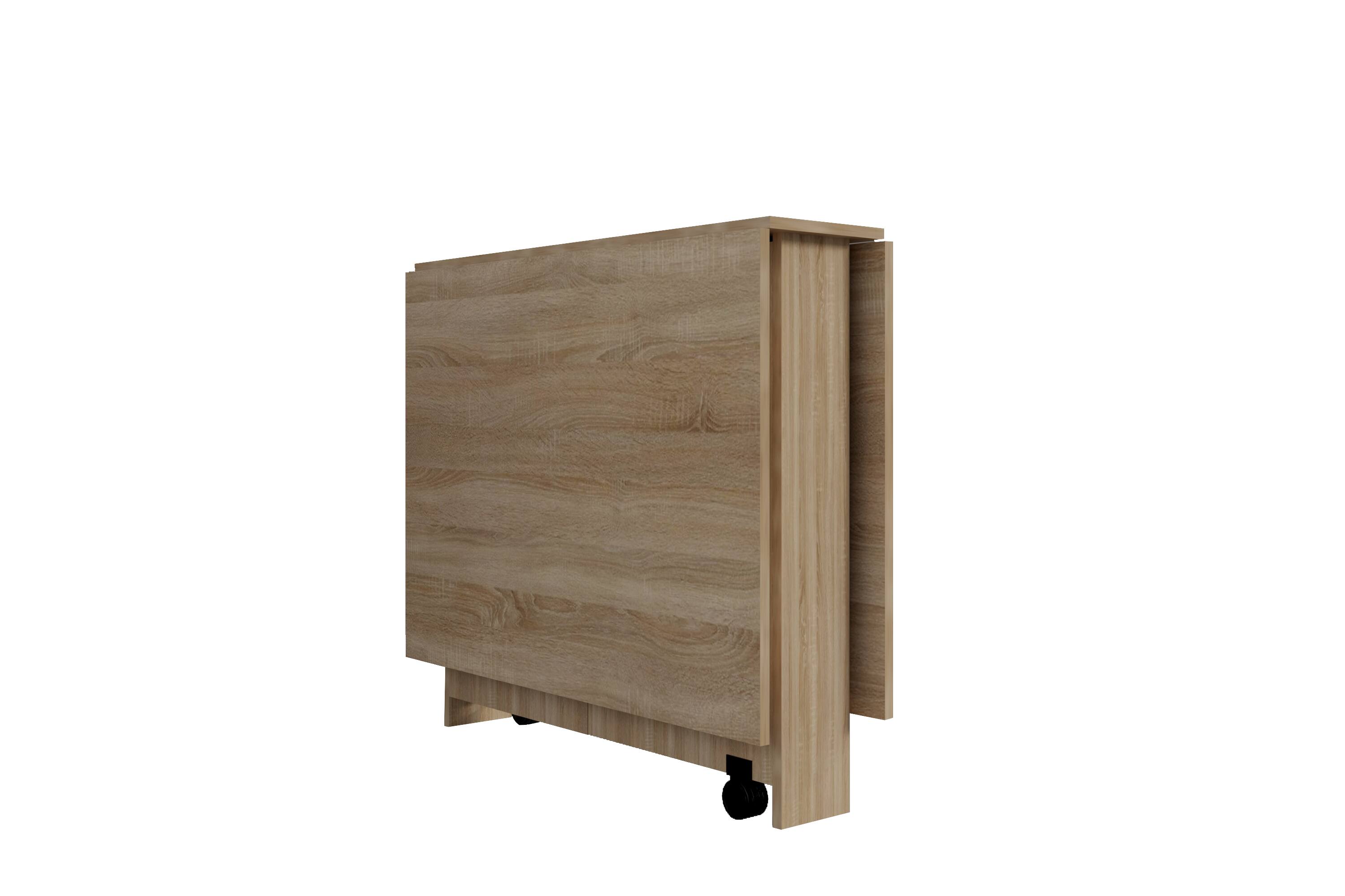 Alt View 2. Tiramisubest - Folding Dining Table,Versatile Dinner Table with 2 Wheels and 2 Storage Racks,Space Saving Dining Table,Pear Wood Color - Wood.