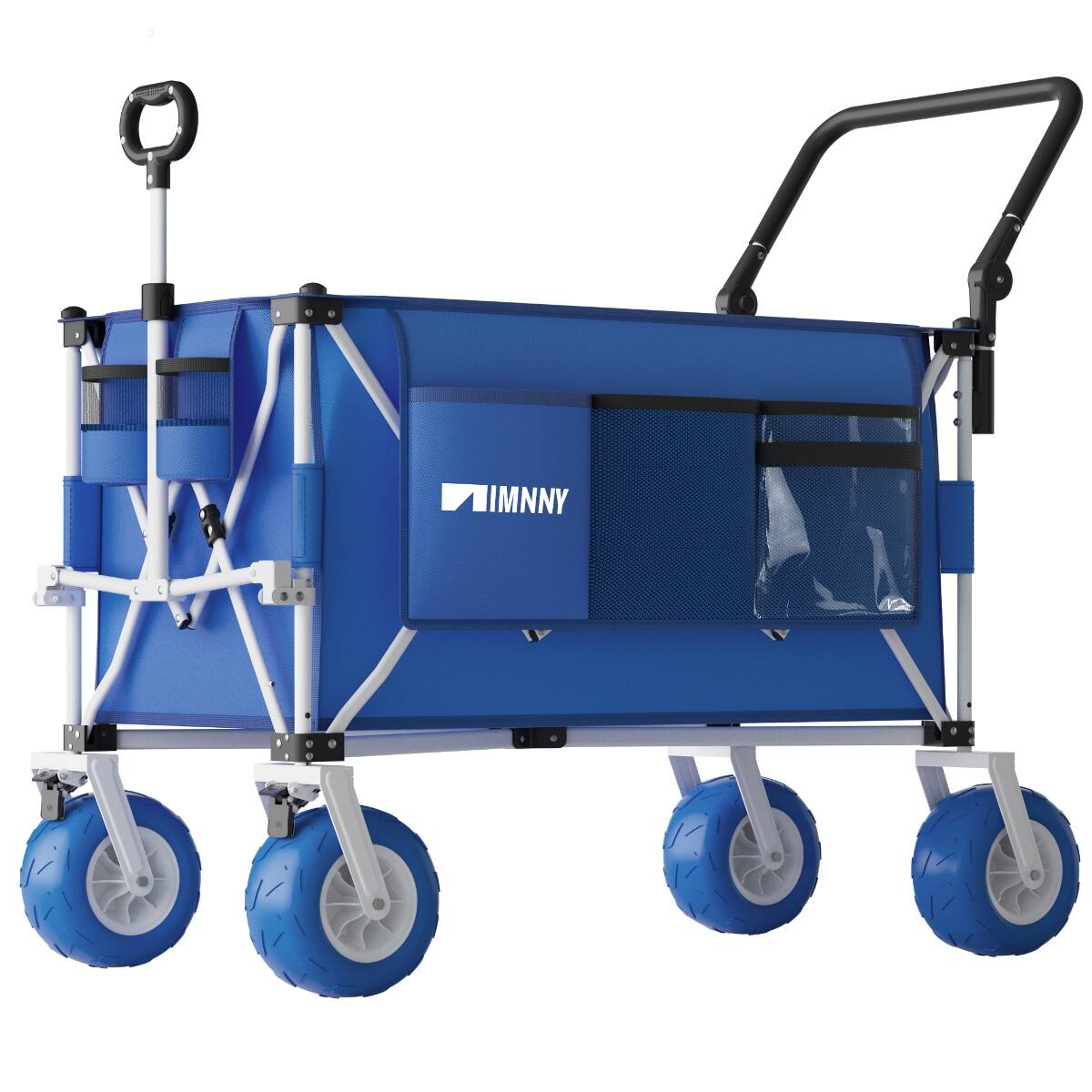 Back. Loheer - Loheer Heavy Duty Folding Wagon Cart, 400L Large Capacity Wagon with Adjustable Handle, All Terrain Beach Tires.